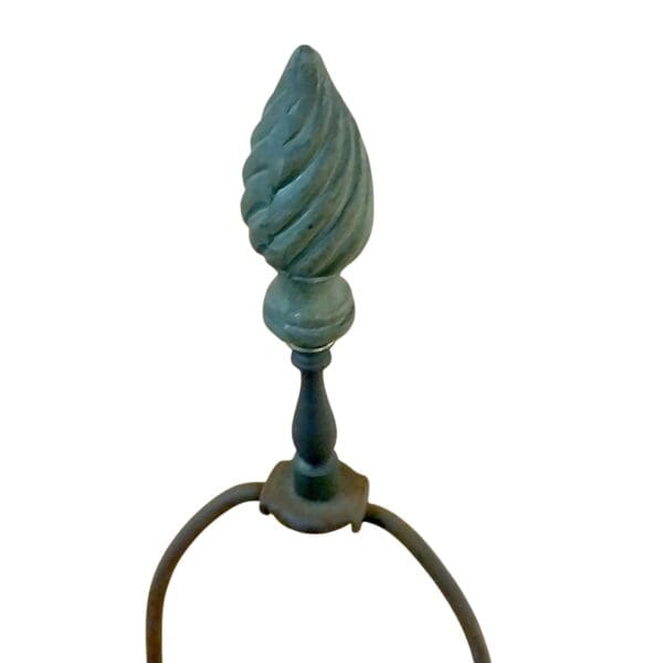 Glass MCM Lamp with Gray Stripes, Gold Painted Accents, andBrass or Copper Base - Image 4
