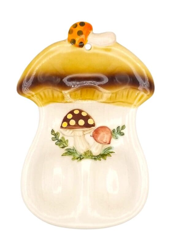Vintage 1970s Merry Mushroom Spoon Rest or Hanging Wall Decor