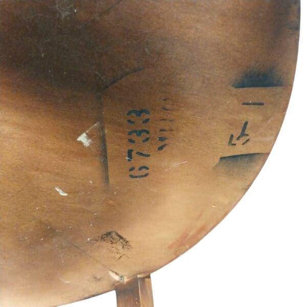 Vintage Round Wood Table with Leather Top, Metal Castors - Image 4