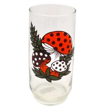 Vintage 1970s Merry Mushroom Clear Glass Tumbler