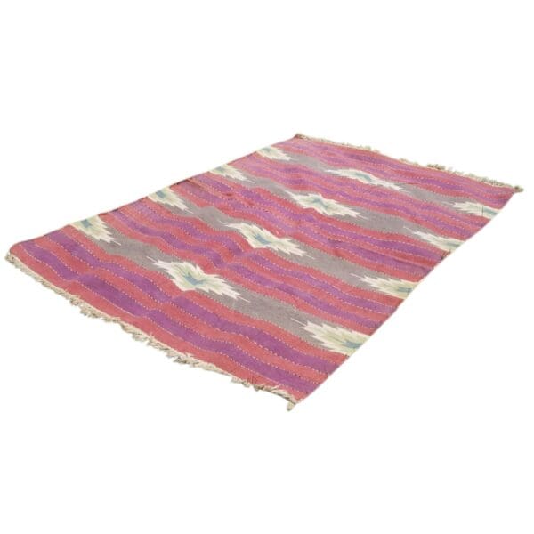 Vintage Rug with Fringe, Mexican / Southwestern Motifs, 61"x94" - Image 2