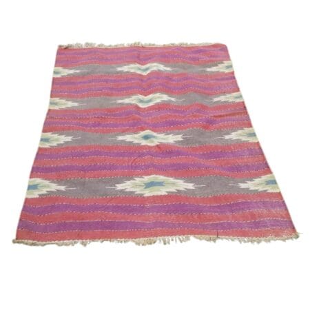 Vintage Rug with Fringe, Mexican / Southwestern Motifs, 61"x94"