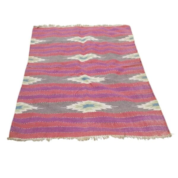 Vintage Rug with Fringe, Mexican / Southwestern Motifs, 61"x94"