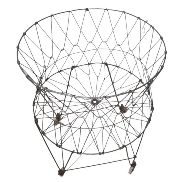 Vintage Round Wire Folding, Rolling French Laundry Basket - Image 3