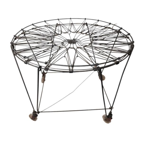 Vintage Round Wire Folding, Rolling French Laundry Basket - Image 2