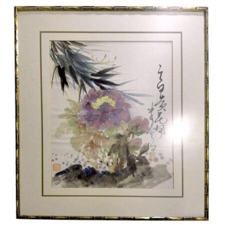 Vintage Framed Asian Painting on Paper, Attributed to Wu Changshuo