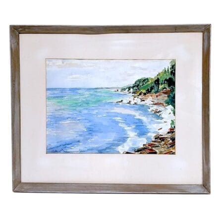 Signed Helen E. Fisher Watercolor "Bretanol Cove Lake Erie"