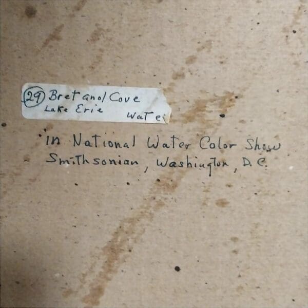 Signed Helen E. Fisher Watercolor "Bretanol Cove Lake Erie" - Image 3