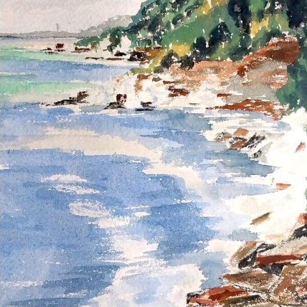 Signed Helen E. Fisher Watercolor "Bretanol Cove Lake Erie" - Image 5