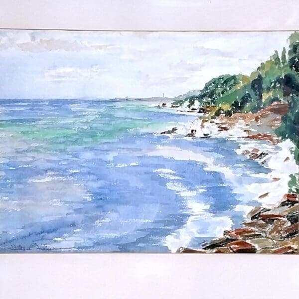 Signed Helen E. Fisher Watercolor "Bretanol Cove Lake Erie" - Image 7