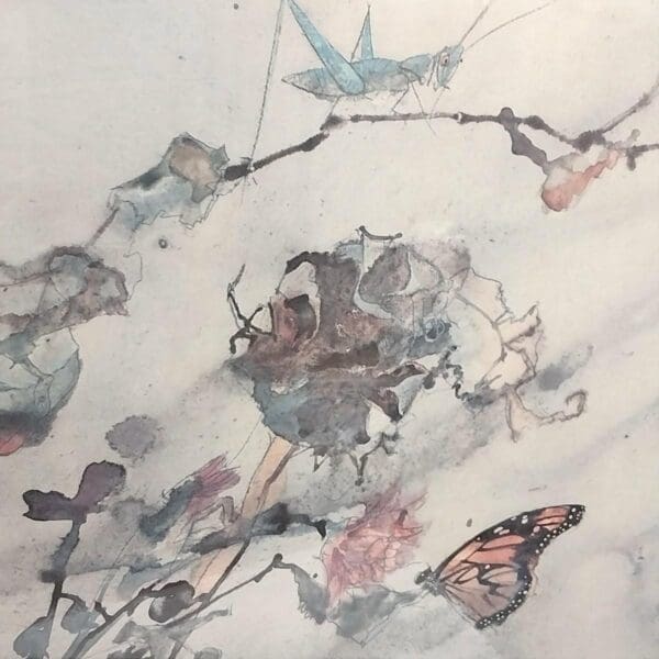 Framed Richard Jerzy Watercolor Lithrograph "Monarch in the Garden" 1974 - Image 4