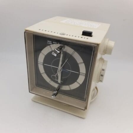 Ivory / Cream 1970s General Electric Desk Radio (Works) and Clock (As-Is)