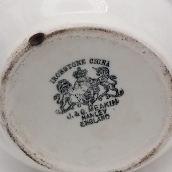 1890s White J & G Meakin Hanley Pitcher Made In England Ironstone China - Image 3