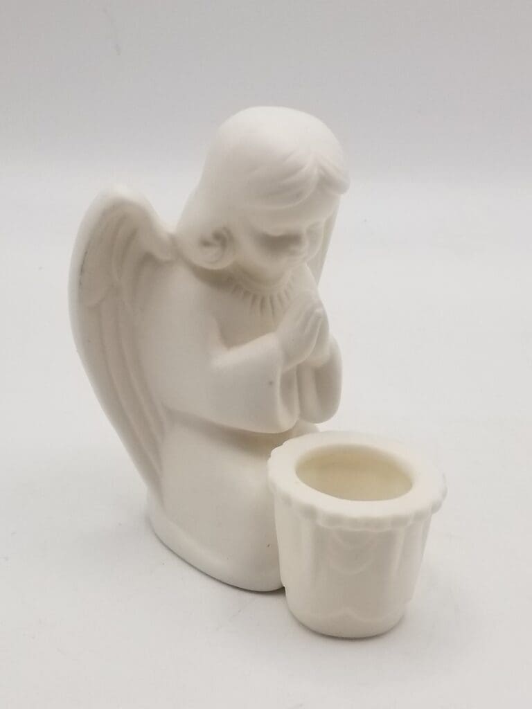 Vintage Holt Howard Japan White Porcelain Praying Angel Candle Holder, Made In Japan