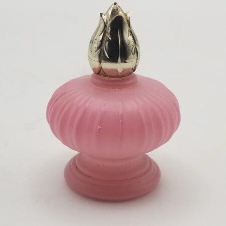 Vintage 1960s Glass Avon Elusive Cologne Bottle, Frosted Pink with Gold-Tone Tulip Cap