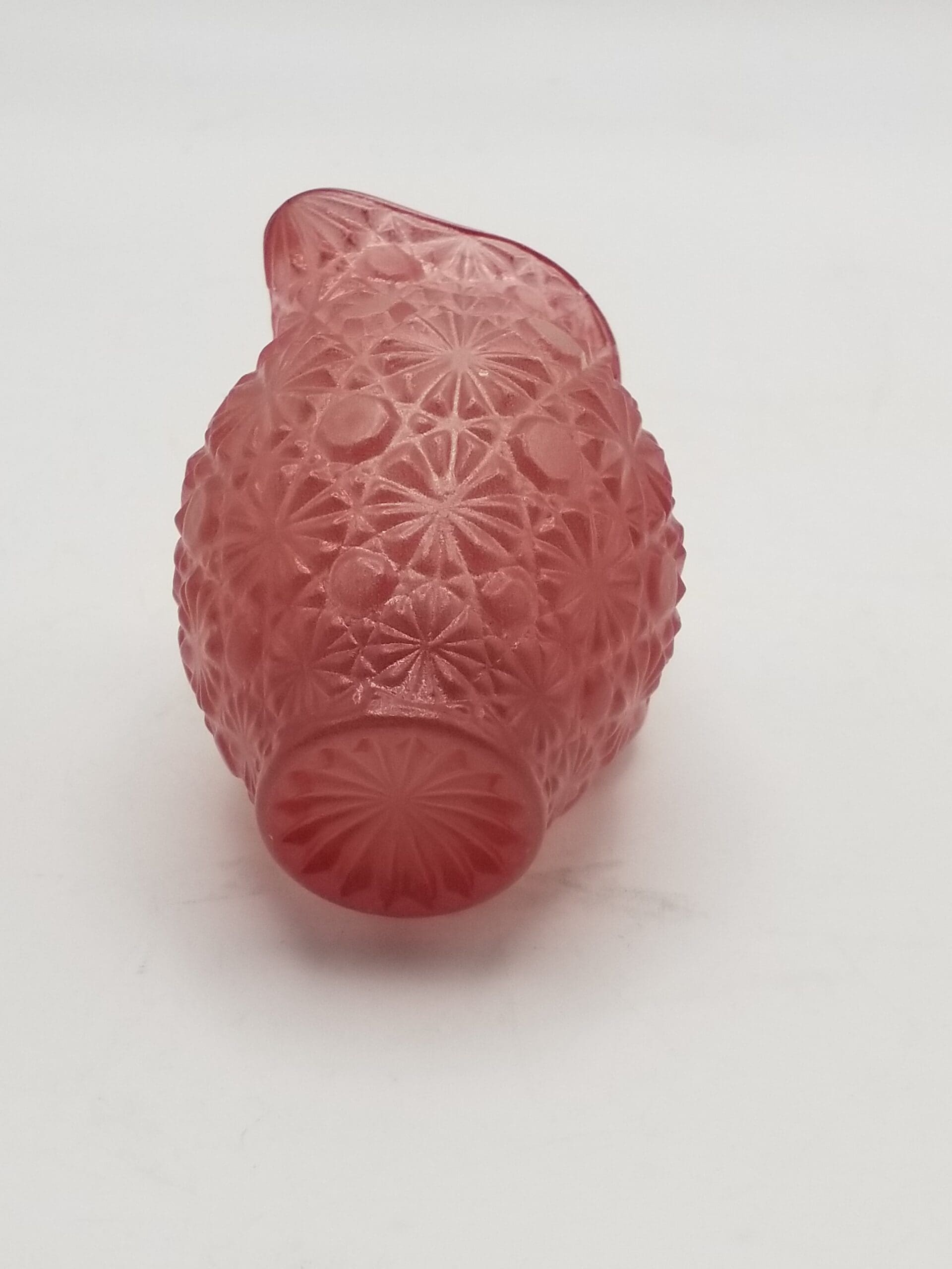 Vintage Frosted Pink L.E. Smith Daisy and Button Pressed Glass Miniature Pitcher / Toothpick Holder - Image 3