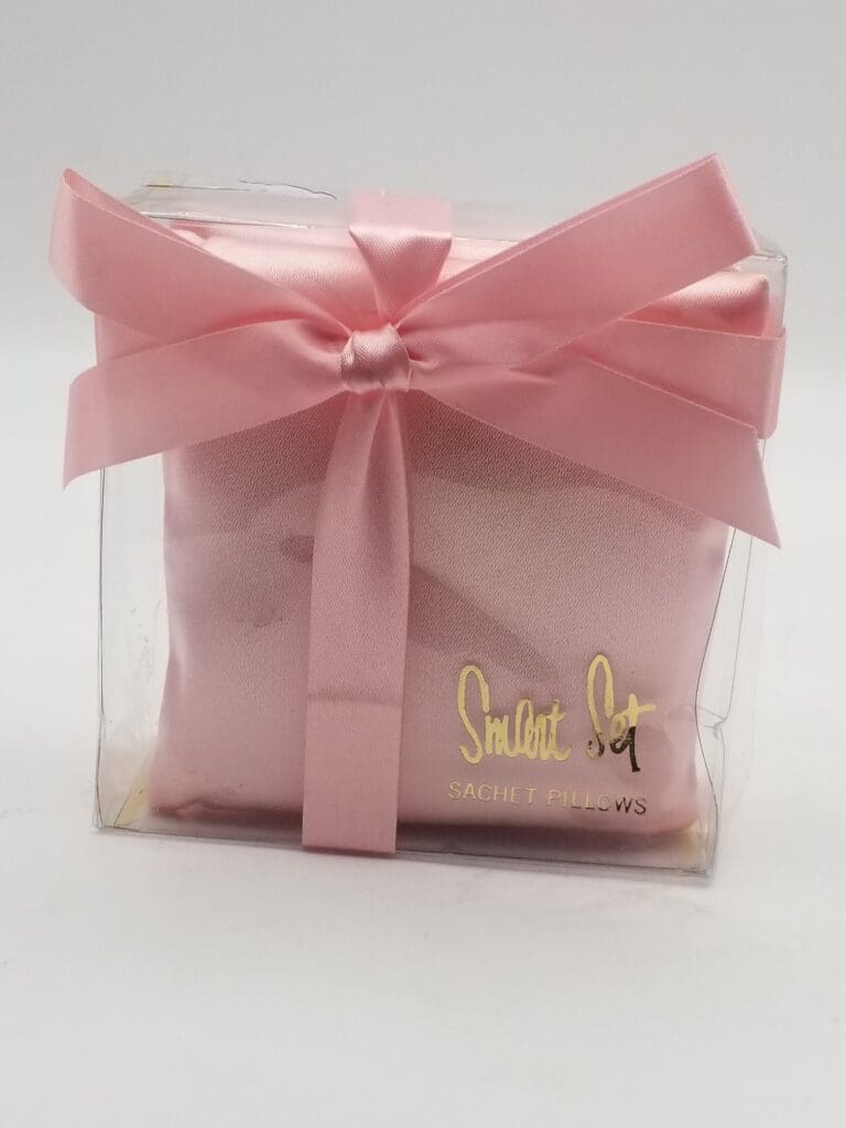 1950s NOS Pink Vintage Sachet Pillows, Wapped In Original Box With Original Ribbon