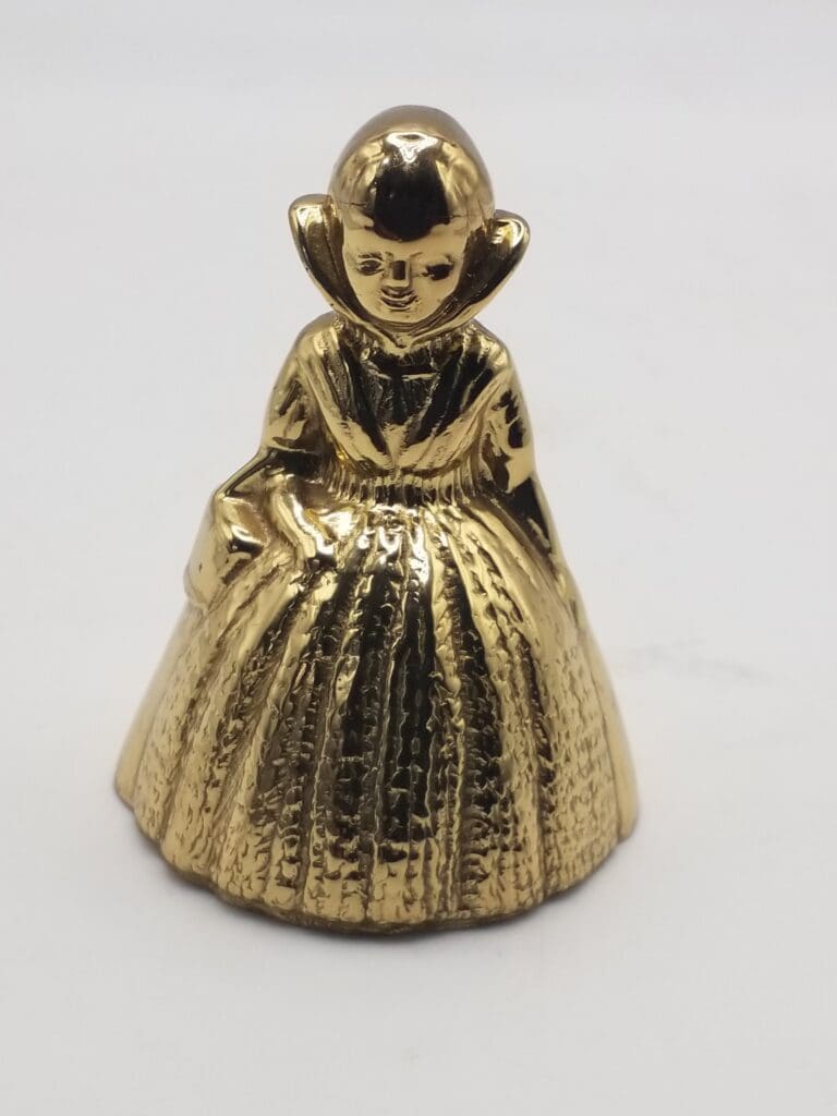 Vintage Lady Figural Solid Brass Dinner Bell, Victorian / Dutch Style
