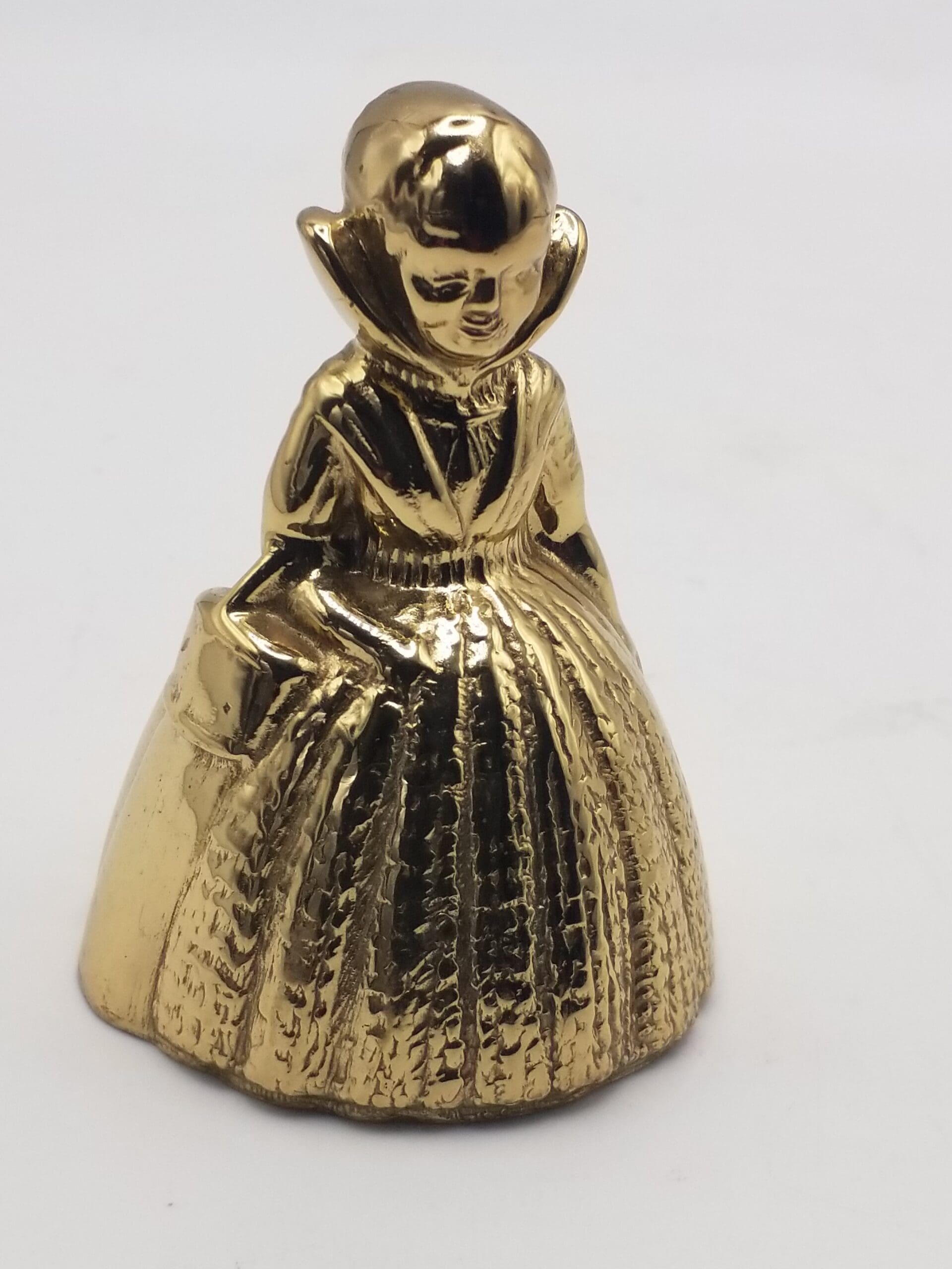 Vintage Lady Figural Solid Brass Dinner Bell, Victorian / Dutch Style - Image 4