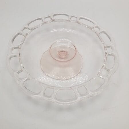 Vintage Pink Open-Lace Edge / Crocheted Edge Cake Plate - As-Is