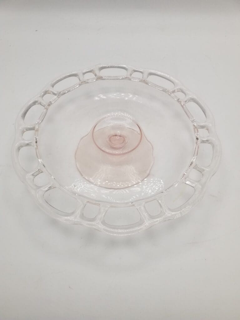 Vintage Pink Open-Lace Edge / Crocheted Edge Cake Plate - As-Is