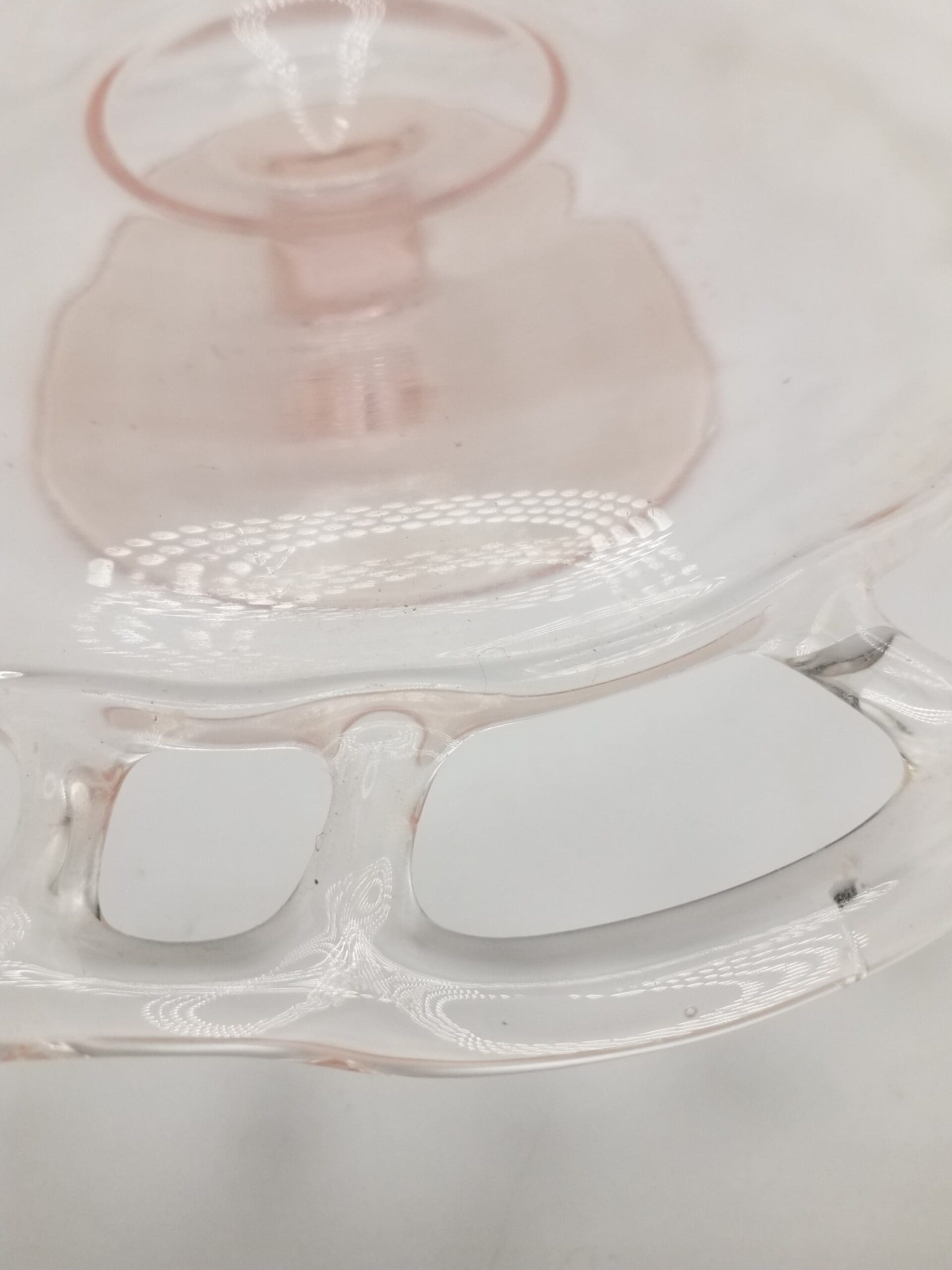 Vintage Pink Open-Lace Edge / Crocheted Edge Cake Plate - As-Is - Image 3