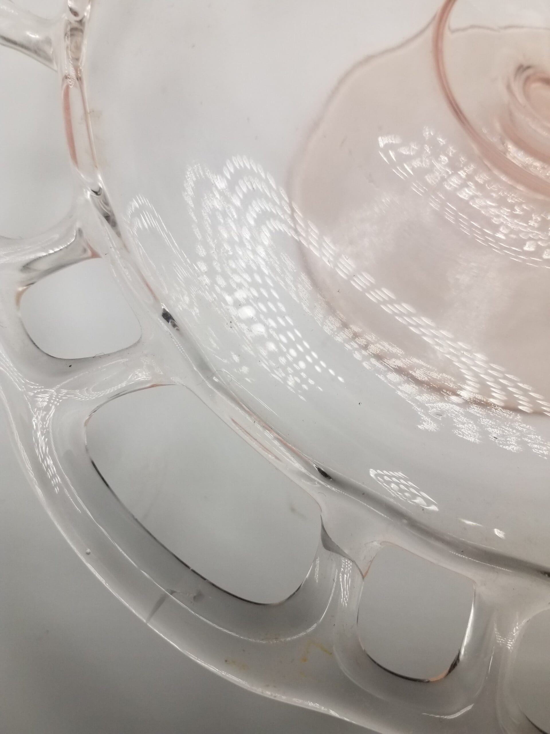 Vintage Pink Open-Lace Edge / Crocheted Edge Cake Plate - As-Is - Image 4