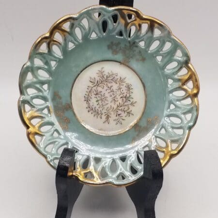 Vintage Nipping Yoko Boeki Porcelain Saucer 1950s Gold Floral Medallion