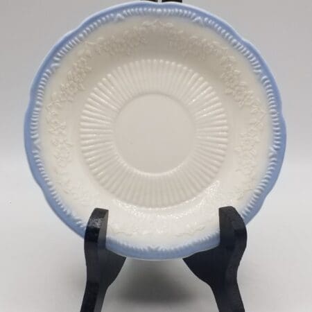 Vintage 1940s Anchor Hocking Alice White Blue Trim 6" Saucer