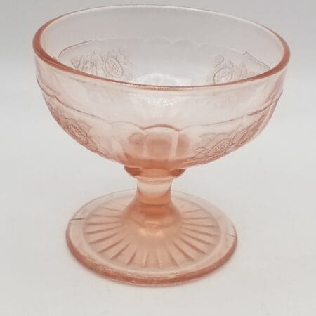 Vintage Pink Anchor Hocking Depression Glass Mayfair Open Rose Pattern Footd Sherbert Dish