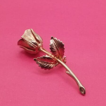 Vintage Rose Gold Tone Brooch Flower Floral Unsigned