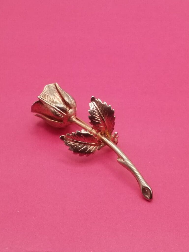 Vintage Rose Gold Tone Brooch Flower Floral Unsigned