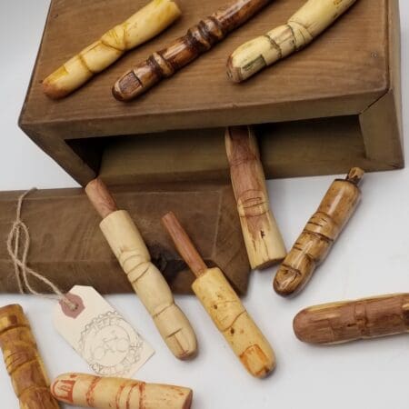 Box of 10 Wooden Whittled Fingers