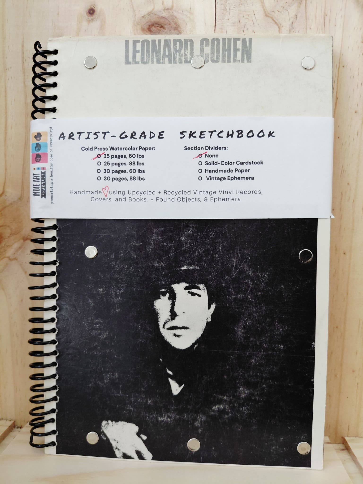 IAP Sketchbook: Leonard Cohen, B&W Portrait Record Picture Cover