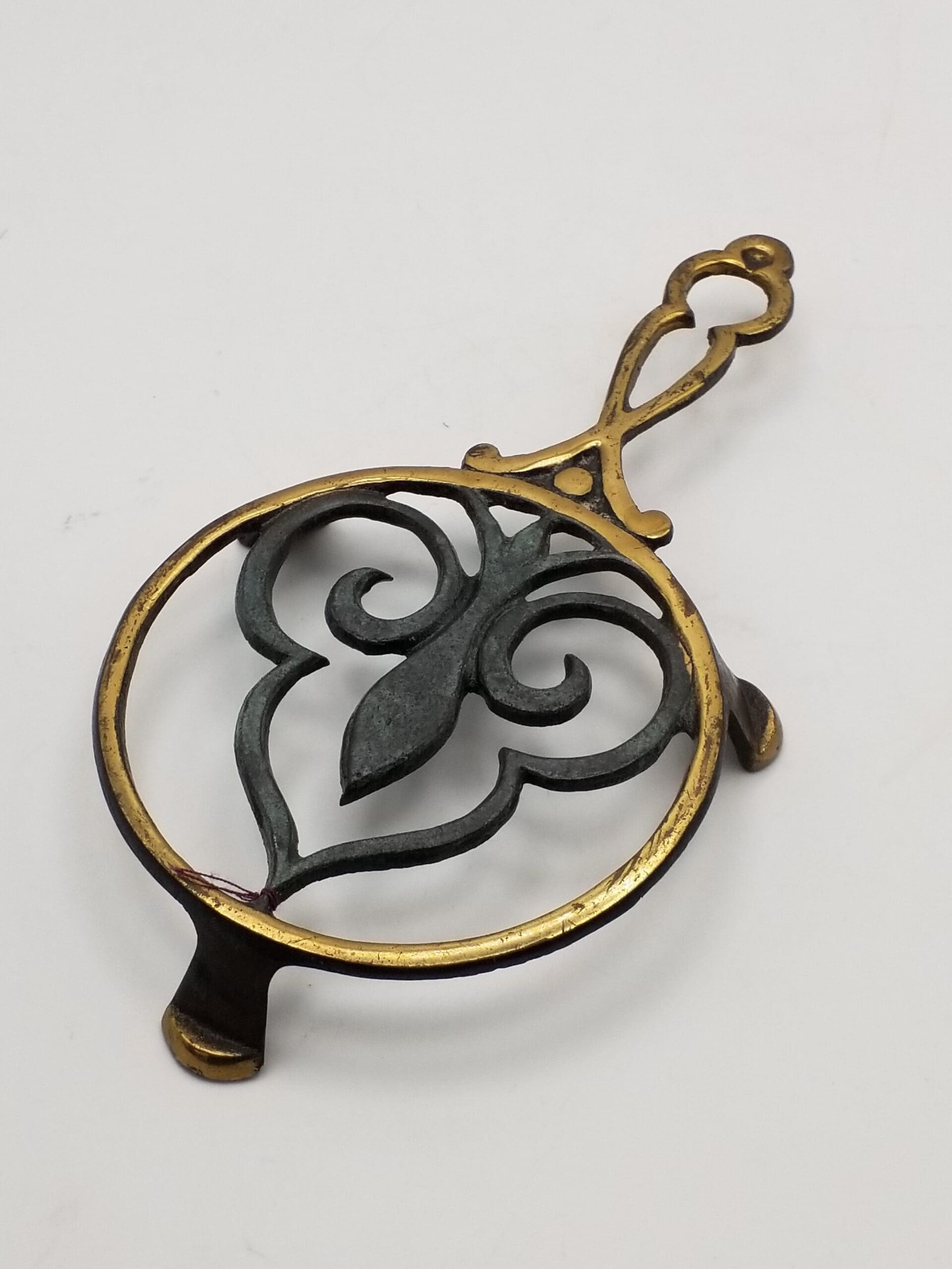 Vintage Cast Iron and Brass Trivet, with Maker's Mark (see photo)