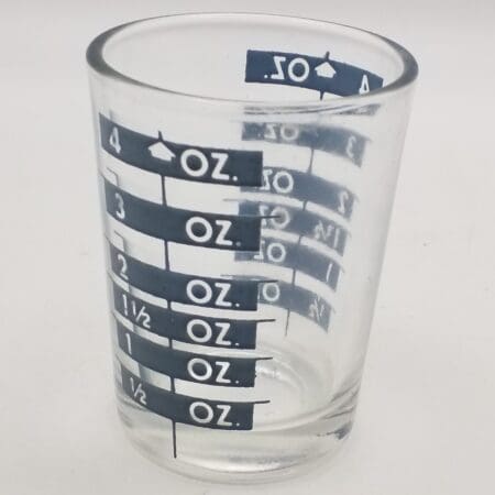 Vintage Clear and Blue Libby Shot Glass Size Measuring Glass Jigger 1/2 Ounces to 4 Ounces