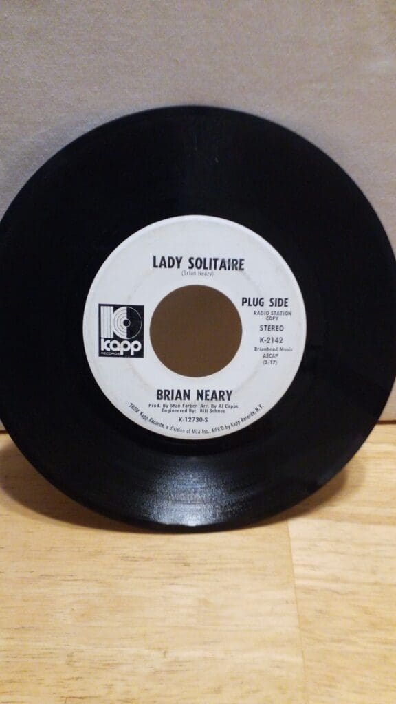 Brian Neary - 45 Vinyl Record - Big City Girl, Lady Solitaire - Kapp Records