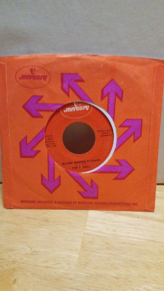 Tom T. Hall - 45 Vinyl Record - Second Handed Flowers, The Year That Clayton Delany Died - Mercury Records